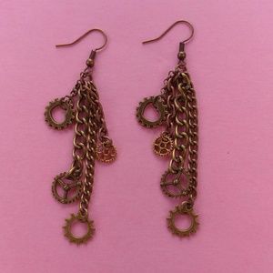 bronze/copper steampunk gear duster earrings